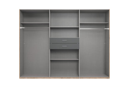DAKAR 6 Door Wardrobe Oak and Graphite 270cm