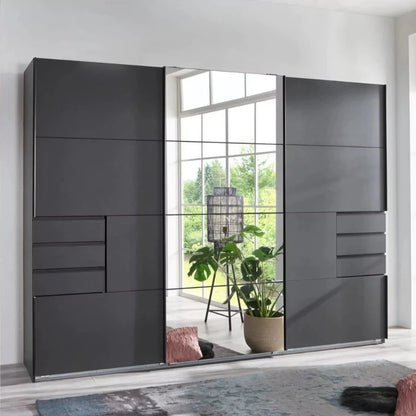 Senegal 3 Door Sliding Wardrobe with Mirror - Graphite