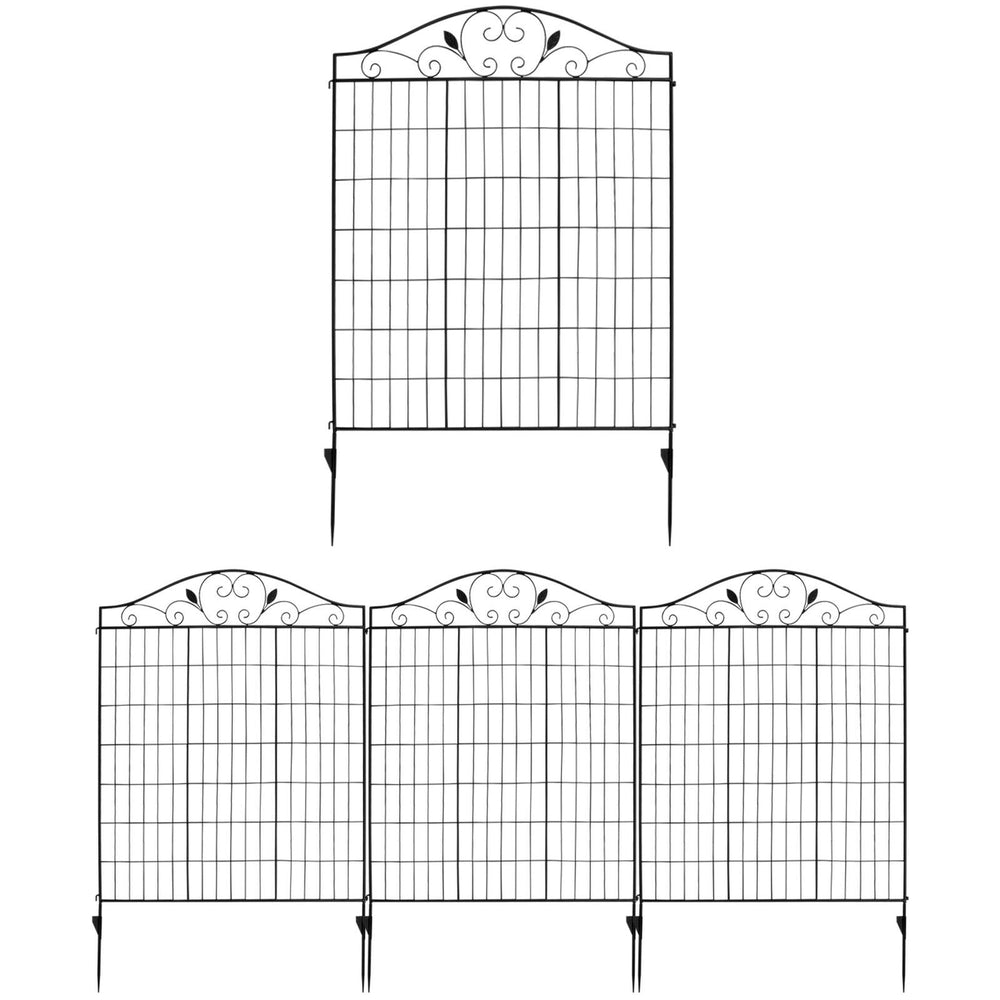 4 Panels Folding Iron Decorative Garden Fence Interlockable