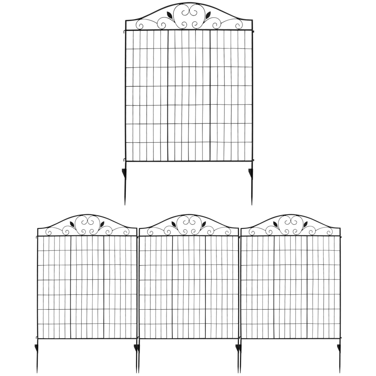 4 Panels Folding Iron Decorative Garden Fence Interlockable