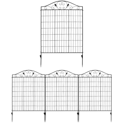 4 Panels Folding Iron Decorative Garden Fence Interlockable