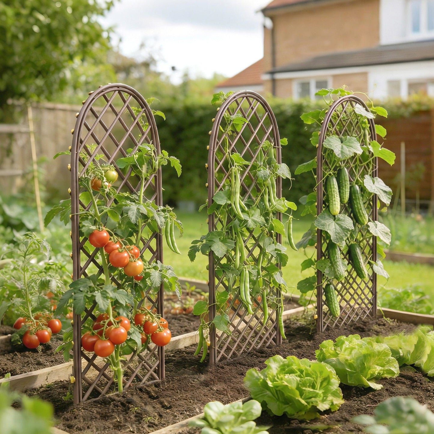 Outsunny Garden Arch, Garden Arbor with 8mm Wicker and Dome Top, Natural Wood Finish