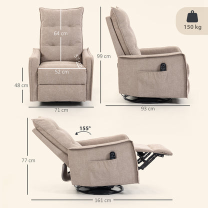 HOMCOM Recliner Armchair, Chenille Recliner Chair with Massage and Heat, 360Â° Swivel Rocking Manual Recliner, Brown