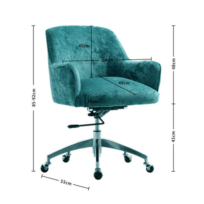 Velvet Upholstered Wheeled Swivel Office Chair