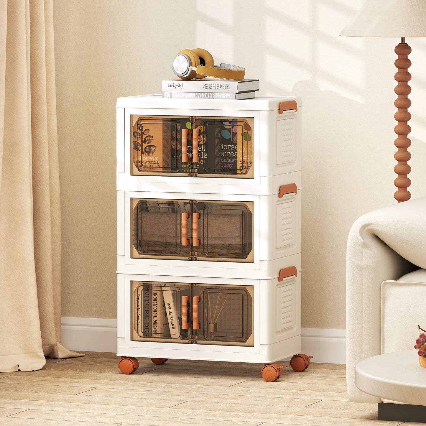 57L Stackable Plastic Collapsible Storage Bins with Lids