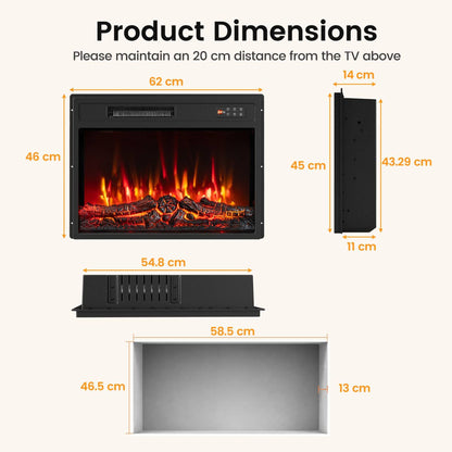 62 cm Electric Fireplace Insert with Low Noise and Remote Control Touch Panel