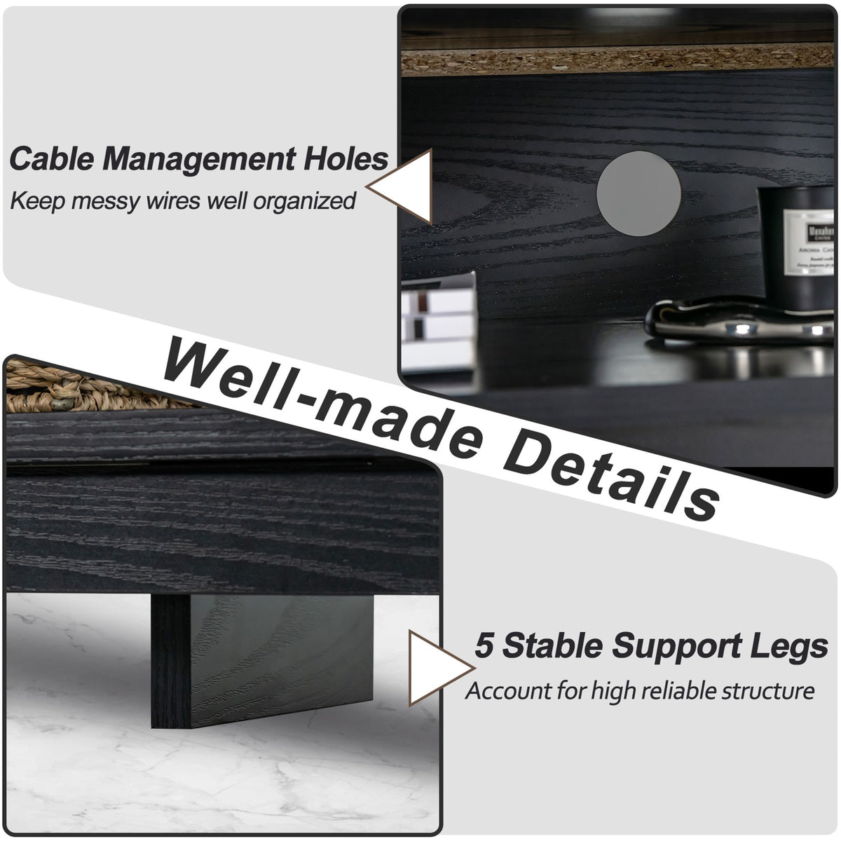 58 Inch TV Stand and Electric Fireplace Bundle with Remote Control