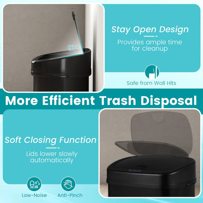 58L Trash Can with Dual-Zone Design Automatic Touchless Waste Bin-Black
