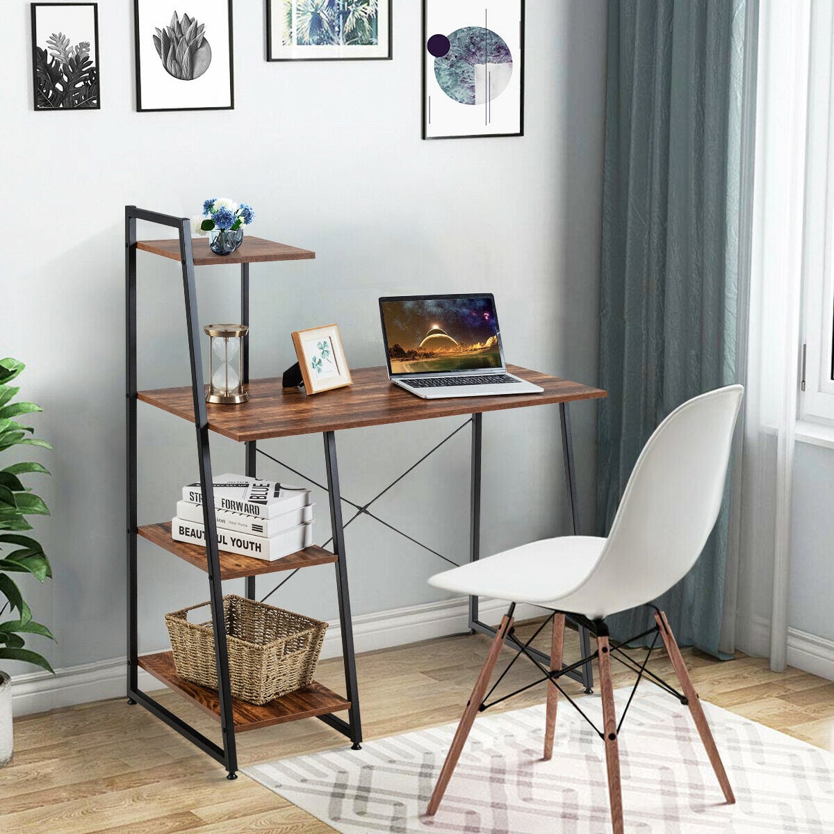 Computer Desk Adjustable Ergonomic Workstation-Coffee
