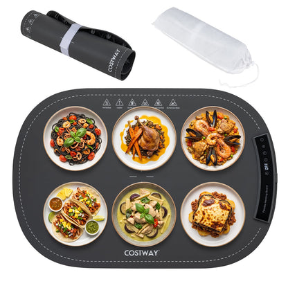 59 x 40 cm Food Warming Mat with Rapid Heating and Carrying Bag Included-Grey