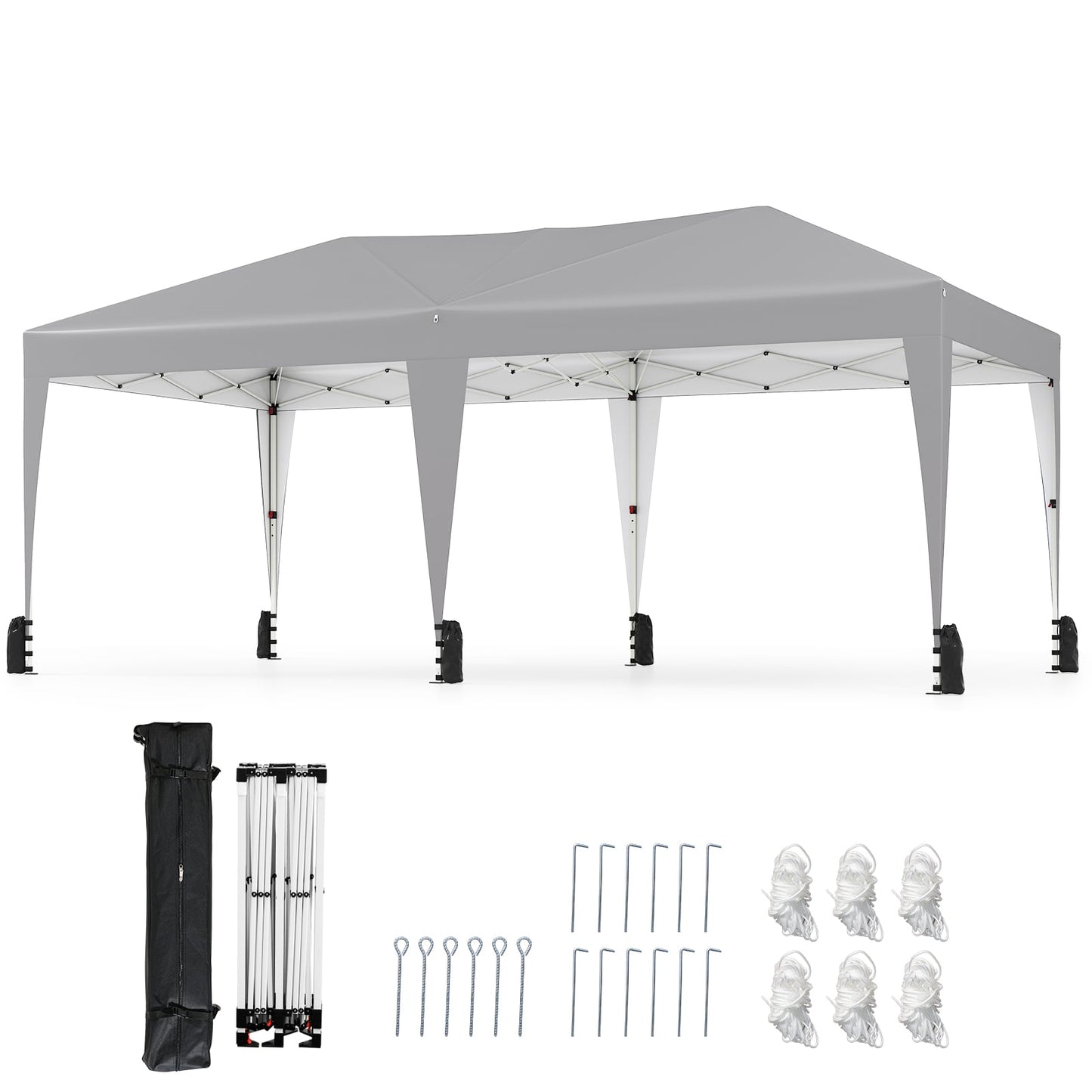 590 x 300 CM Outdoor Pop up Canopy Tent with Wheeled Bag-Grey