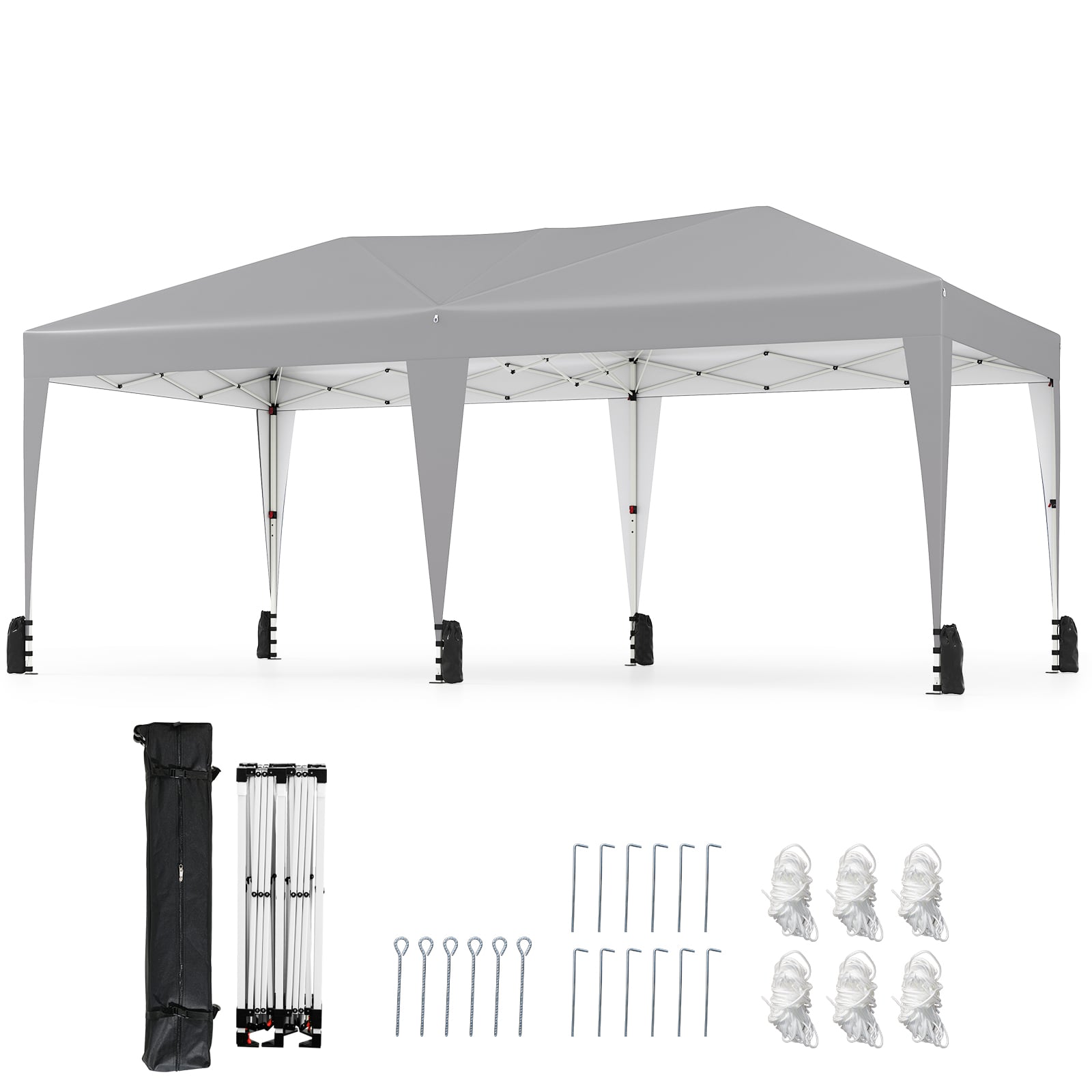 590 x 300 CM Outdoor Pop up Canopy Tent with Wheeled Bag-Grey