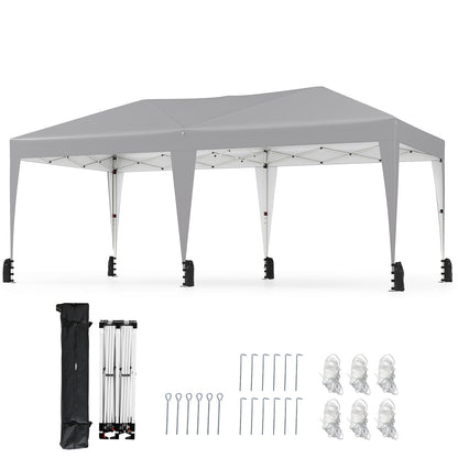 590 x 300 CM Outdoor Pop up Canopy Tent with Wheeled Bag-Grey