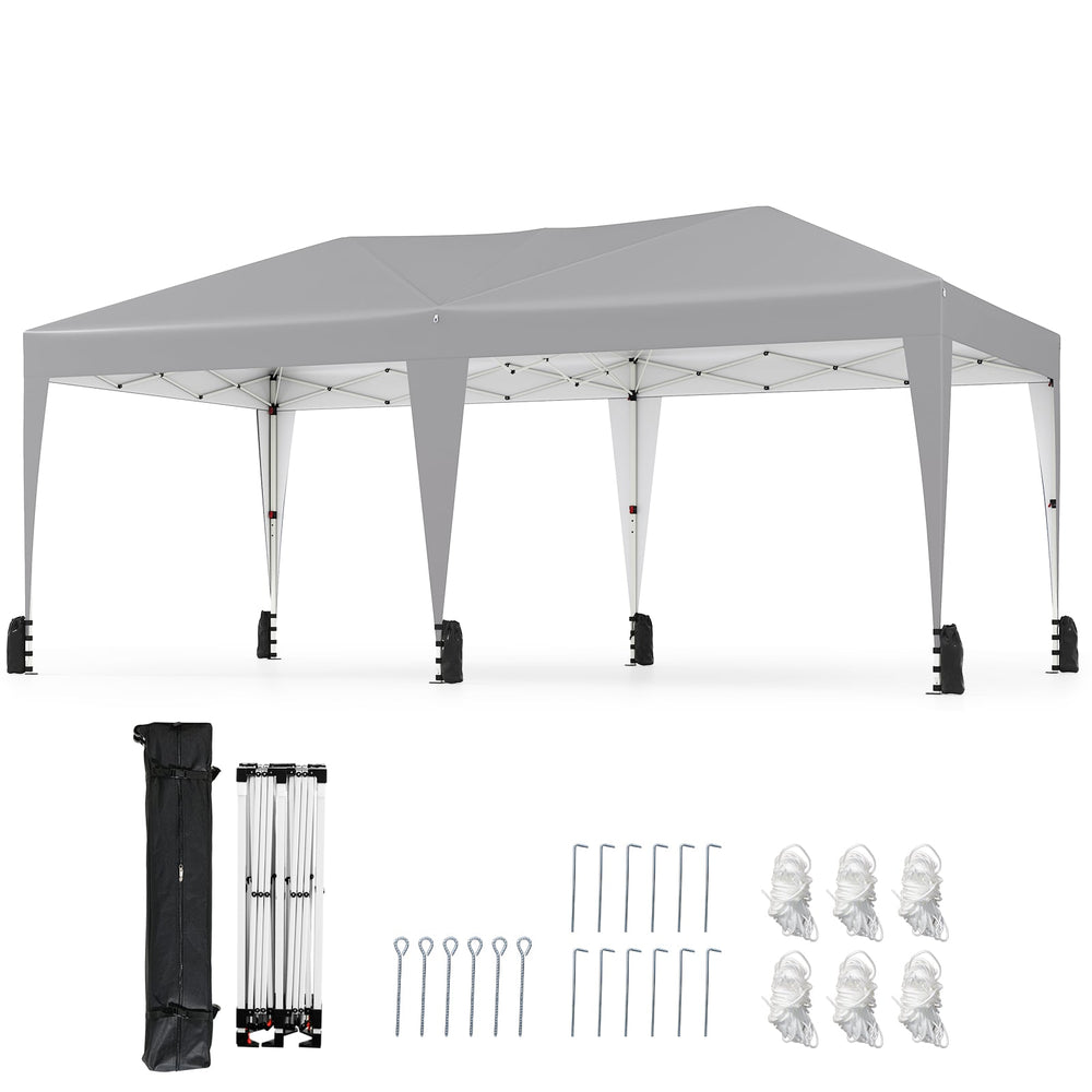 590 x 300 CM Outdoor Pop up Canopy Tent with Wheeled Bag-Grey
