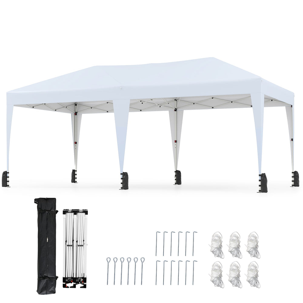 590 x 300 CM Outdoor Pop up Canopy Tent with Wheeled Bag-White