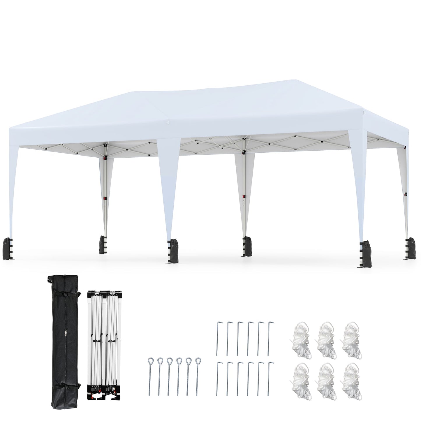 590 x 300 CM Outdoor Pop up Canopy Tent with Wheeled Bag-White