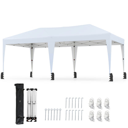 590 x 300 CM Outdoor Pop up Canopy Tent with Wheeled Bag-White