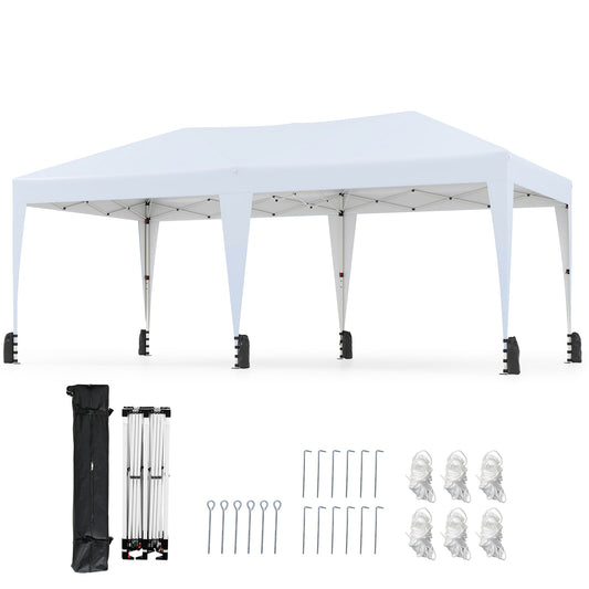590 x 300 CM Outdoor Pop up Canopy Tent with Wheeled Bag-White