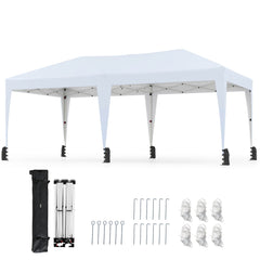 590 x 300 CM Outdoor Pop up Canopy Tent with Wheeled Bag-White
