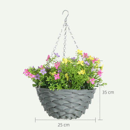 HOMCOM Set of 2 Artificial Hanging Cosmos Flowers - Multi-Colored