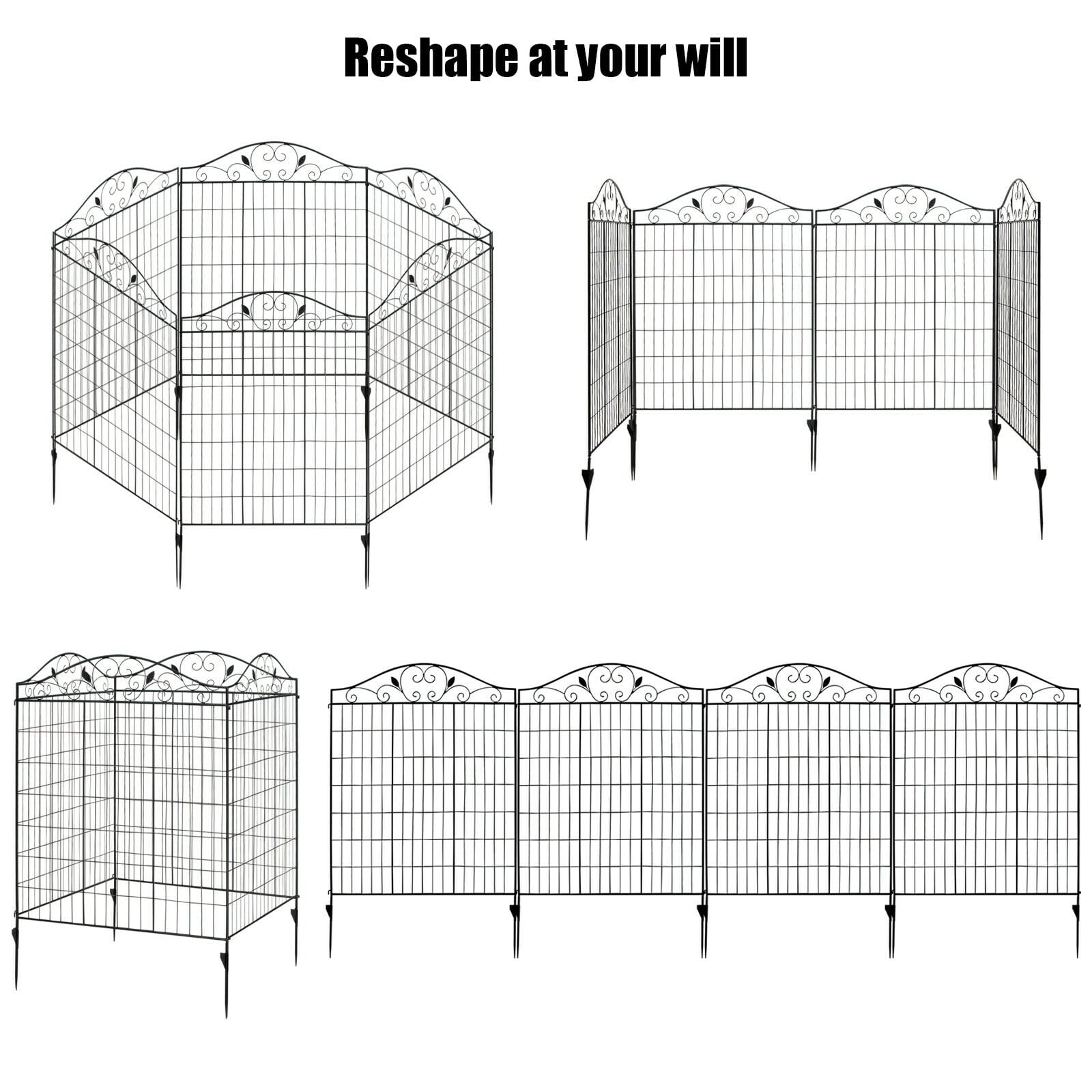 4 Panels Folding Iron Decorative Garden Fence Interlockable