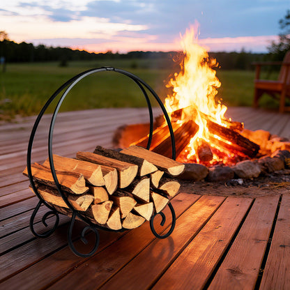 59 cm Firewood Rack Collapsible Log Hoop for Indoor Outdoor