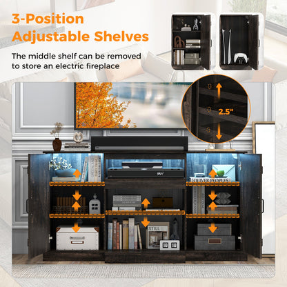 58 Inches TV stand for TVs up to 65 Inches with 20 Color Led Lights-Coffee