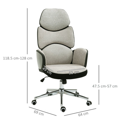 Vinsetto Modern Office Chair Ergonomic Padding High Back Armrests Swivel Home Beige Grey