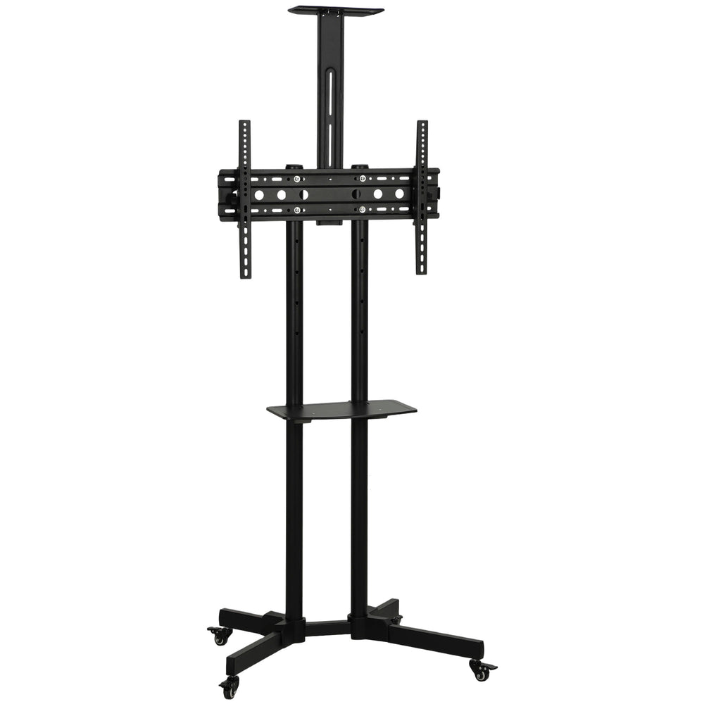 HOMCOM Mobile TV Stand on Wheels for 32-75 Inch Screens, Mobile TV Cart with Tilt, Height Adjustable, Black