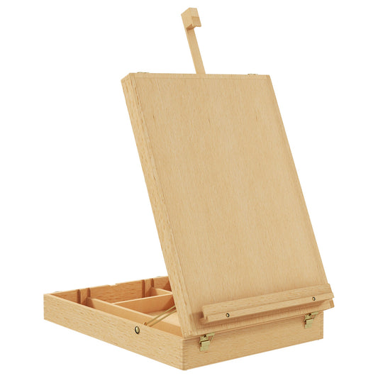 Vinsetto Wooden Table Easel Box Hold Canvas up to 61cm, Adjustable Beechwood Storage Table Box Easel, Portable Folding Artist Drawing & Sketching