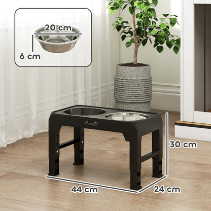 PawHut Raised Dog Bowl, Foldable Elevated Dog bowls with Slow Feeder, 4 Adjustable Heights, for Small Medium Large Breeds