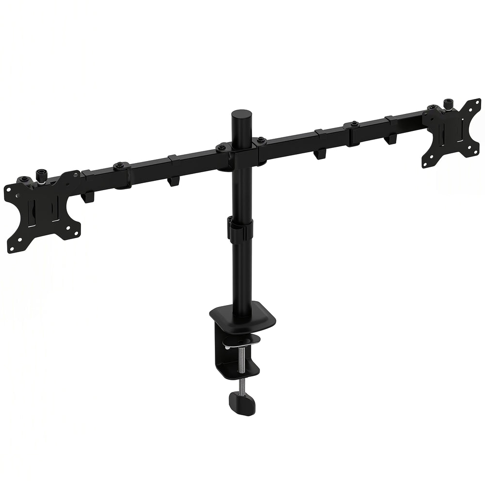 HOMCOM Dual Monitor Stand for 2 Screens up to 32", Height Adjustable Monitor Riser with Tilt, Swivel & 360° Rotation