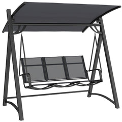 Outsunny 3 Seater Swing Chair, Garden Swing Bench with Adjustable Tilting Canopy, Breathable Mesh Seat 360 kg Capacity, Grey