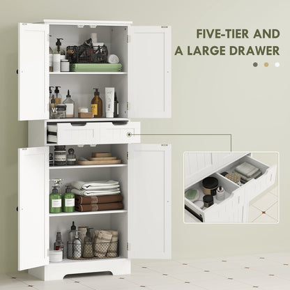 HOMCOM Tall Bathroom Storage Cabinet - White