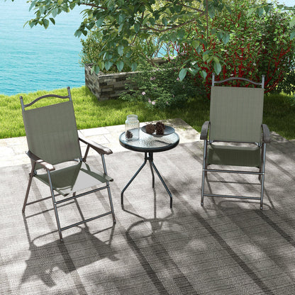 Outsunny Set of Two Folding Garden Chairs, with Fabric Mesh Seats - Dark Brown