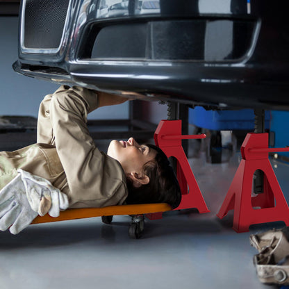 حاملات محاور هومكوم، حاملات رافعة سيارة 3 أطنان، عبوة من قطعتين، حامل رافعة قابل للتعديل بارتفاع 38.5-60 سم، أداة رفع سيارة شديدة التحمل للمركبات والقوافل وورش العمل والمرائب، لون أحمر