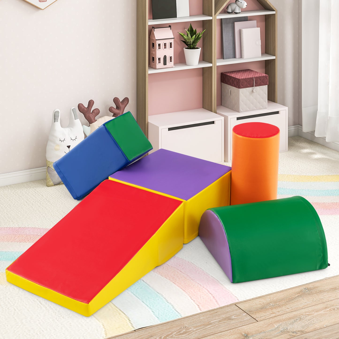 5-Piece Soft Waterproof Kids Climb and Crawl Activity Playset-Multicolor