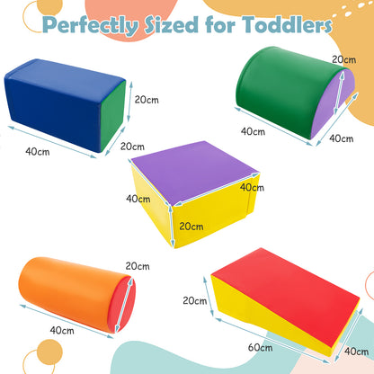 5-Piece Soft Waterproof Kids Climb and Crawl Activity Playset-Multicolor