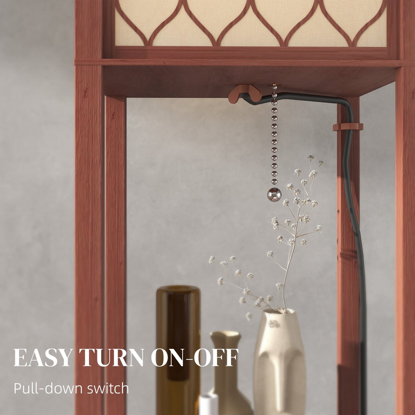 HOMCOM Three-Shelf Standing Lamp - Brown/White