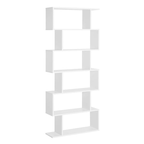 HOMCOM Bookcase, 6 Tier Shelf S Shaped Bookshelf, Storage Unit, Display Shelf for Living Room, Bedroom, Home Office, Plant, White