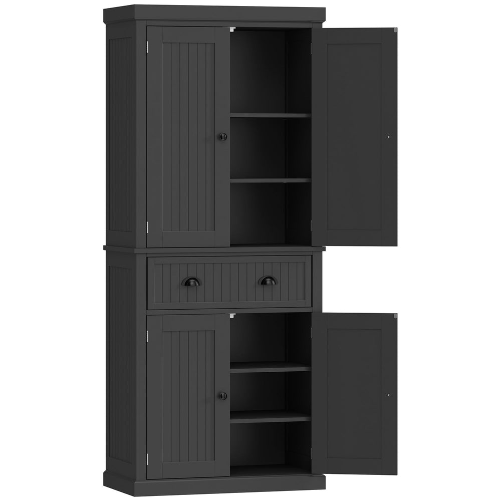 HOMCOM Kitchen Storage Cabinet with Drawer and Adjustable Shelves - Black