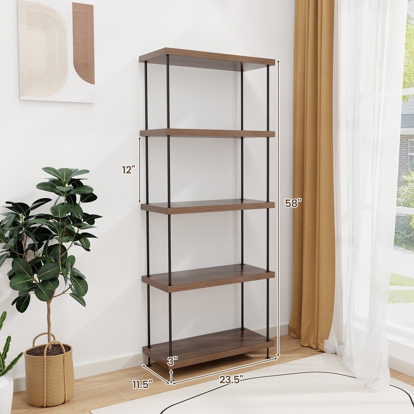 2/3/4/5-Tier Multipurpose Display Rack with Metal Frame-5-Tier