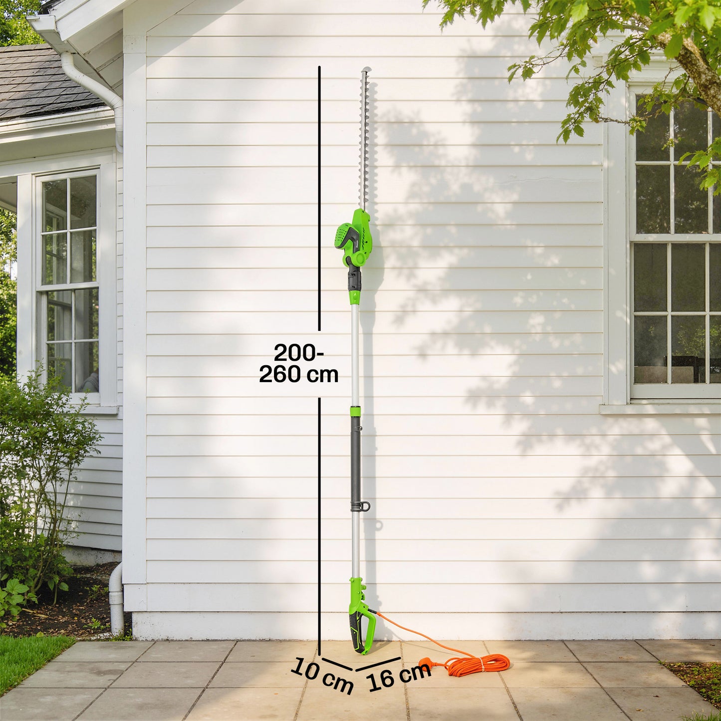 Outsunny 2.6m Corded Extendable Hedge Trimmer with 90Â° Adjustable Head, 450W Telescopic Electric Hedge Cutter Long Reach