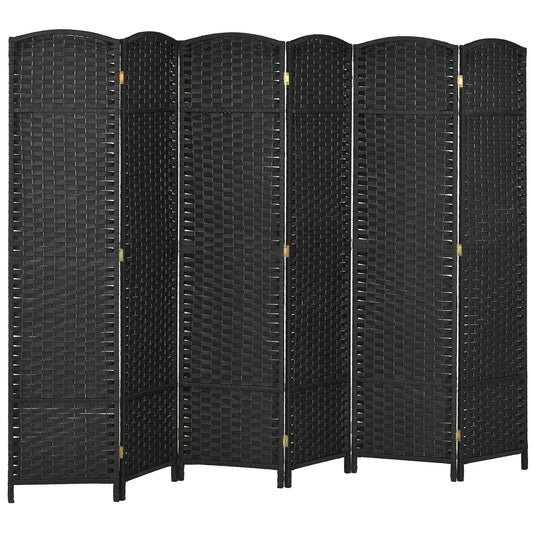HOMCOM 6 Panel Folding Room Divider, Freestanding Privacy Screen for Living Room, Bedroom and Office, 240 x 170cm, Black
