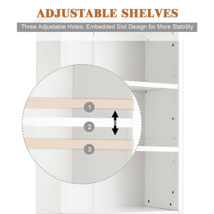 Wooden Tall Bookcase with 3-Tier Storage Cabinet-White