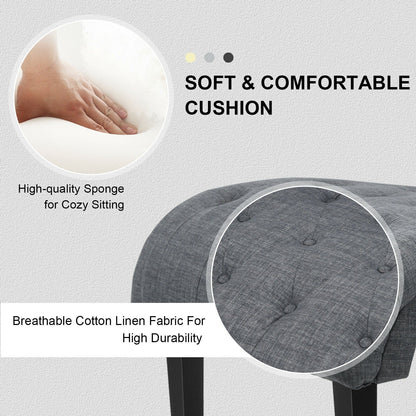 Cotton Linen Fabric Armless Accent Chair with Adjustable Foot Pads-Dark Gray