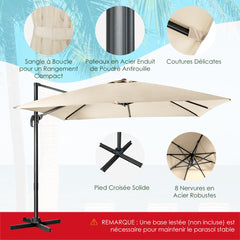 Parasol with 3 tilt settings for gardens terraces cafes 300 x 300 x 273 cm Beige