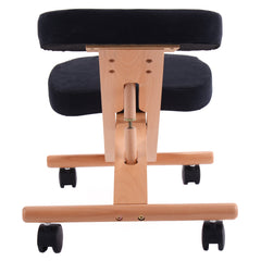 Wooden Orthopaedic Kneeling Stool Ergonomic Posture Frame Seat-Black