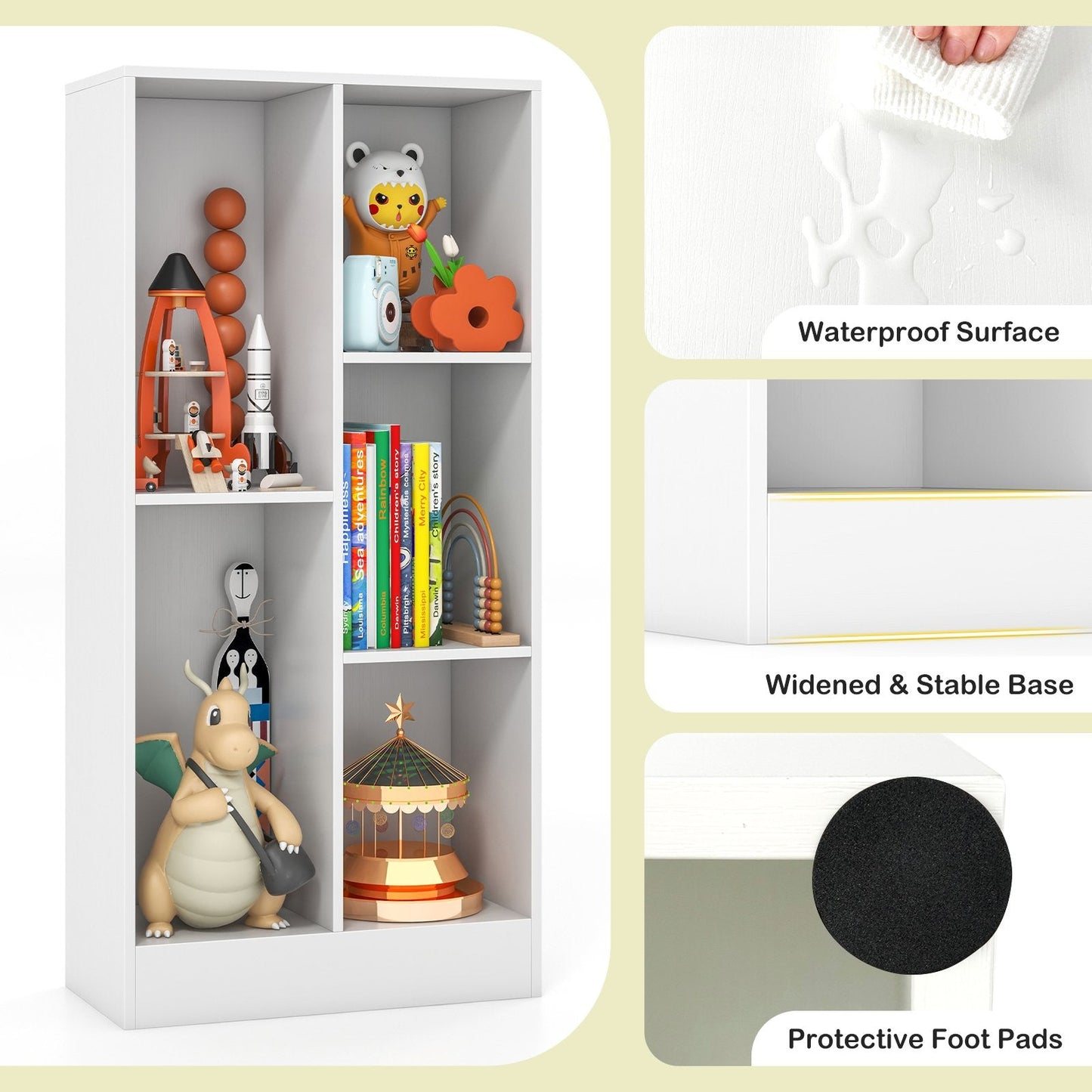 5 Cube Bookcase for Kids-White