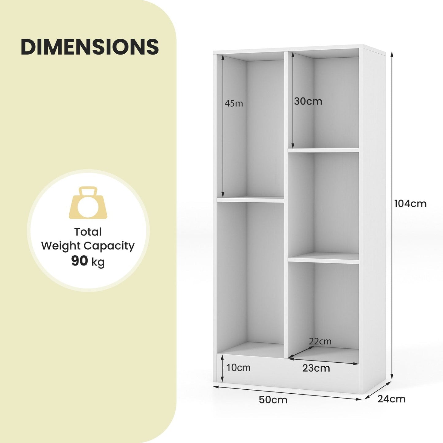 5 Cube Bookcase for Kids-White